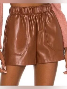 Steve Madden Brown Cognac Faux Leather Shorts Size XS NWT!